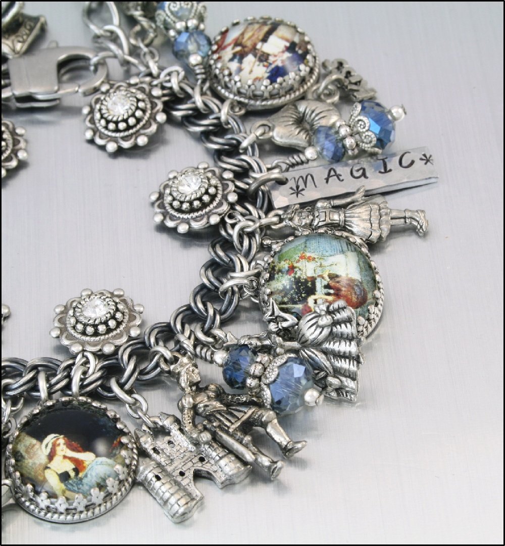 Charm Bracelet, Silver Vintage Cinderella, Fairytale, Jewelry on Luulla