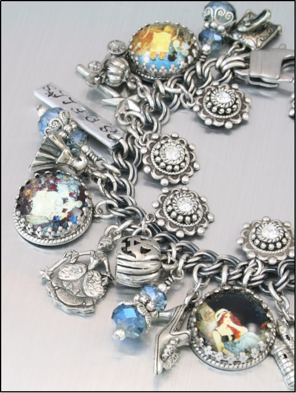 Charm Bracelet, Silver Vintage Cinderella, Fairytale, Jewelry on Luulla